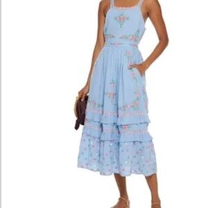 NWT LoveShackFancy Blue Asher Pinafore Dress cottagecore fairycore spring